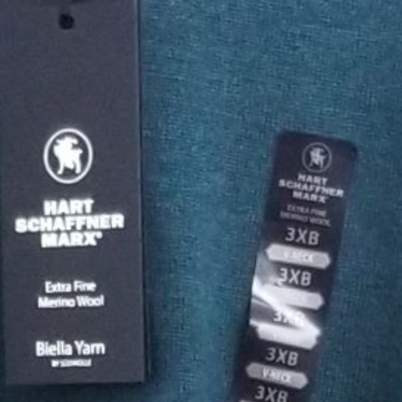 Hart Schaffner Marx Big Man Turquoise Wool Sweater - Picture 6 of 8